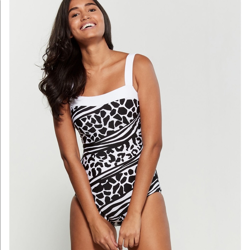 Miraclesuit Black White Leopard Animal Print Swim